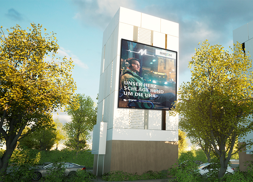 Buchbare Werbefläche auf einem VePa Parkturm